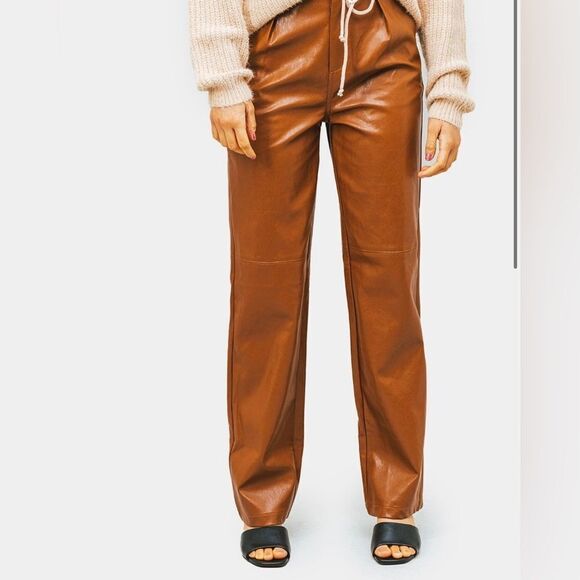 Emory Park Avryl Faux Leather Pants in Brown Size L - Picture 9 of 9